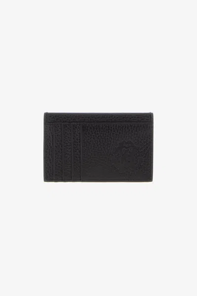 Roberto Cavalli Leather Card Holder In Black
