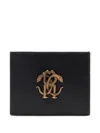 Roberto Cavalli Monogram-plaque Quilted Cardholder In Black