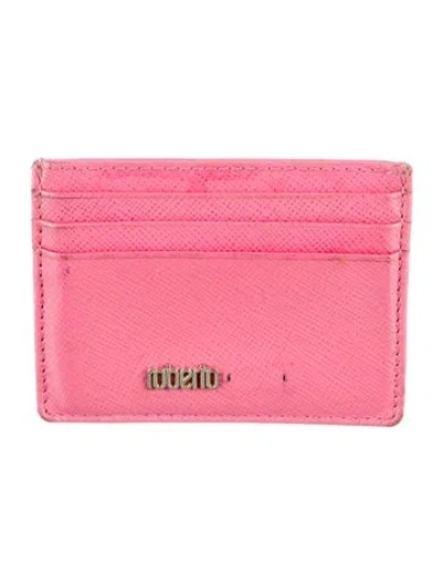 Pre-owned Roberto Cavalli Leather Card Holder In Pink