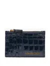 Roberto Cavalli Leather Cardholder In Blue