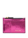 Roberto Cavalli Coin Purse With Snake Print In Pink