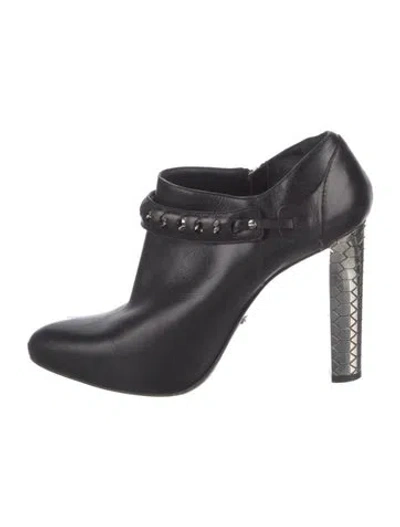 Pre-owned Roberto Cavalli Leather Chain-link Accents Boots In Black