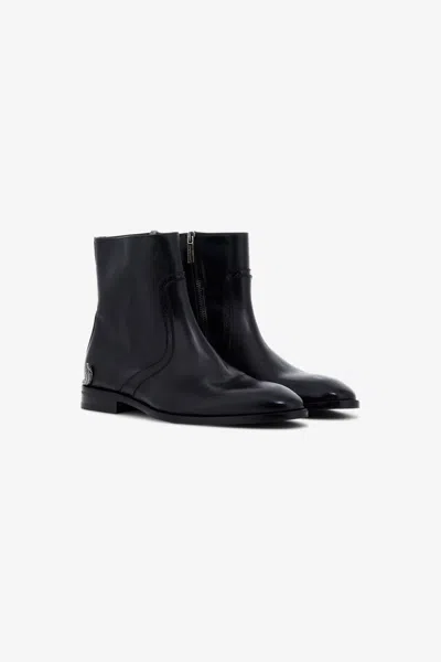 Roberto Cavalli Leather Chelsea Boots In Black