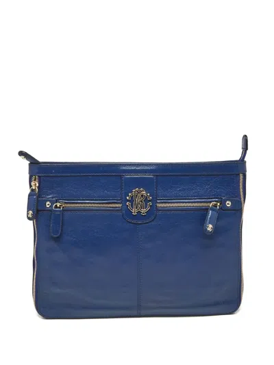 Pre-owned Roberto Cavalli Leather Clutch In Blue