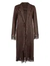 Roberto Cavalli Woman Leather Coat In Braun