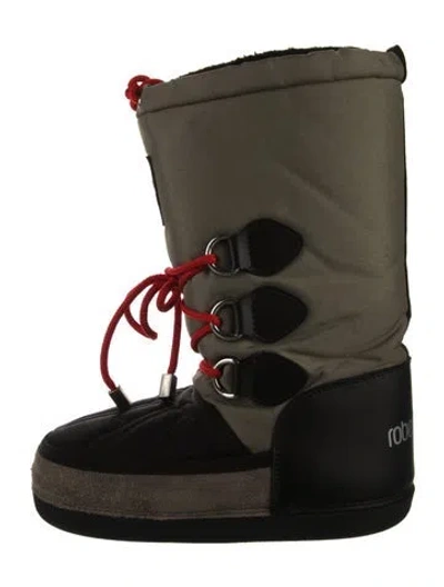 Pre-owned Roberto Cavalli Leather Colorblock Pattern Lace-up Boots In Green