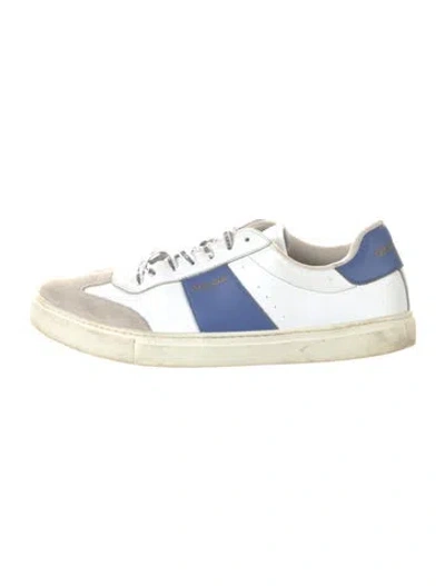 Pre-owned Roberto Cavalli Leather Colorblock Pattern Sneakers In White