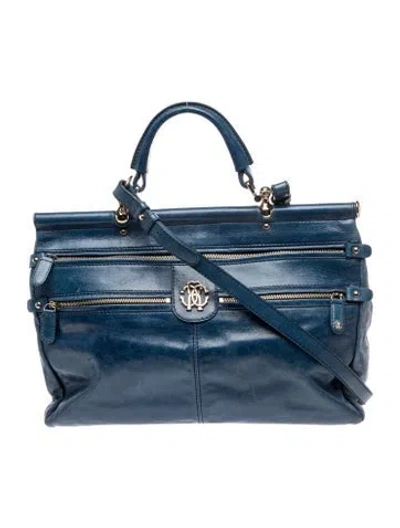 Pre-owned Roberto Cavalli Leather Crossbody Bag In Blue