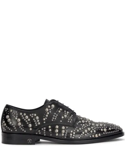 Roberto Cavalli Derby-schuhe Aus Leder In Schwarz