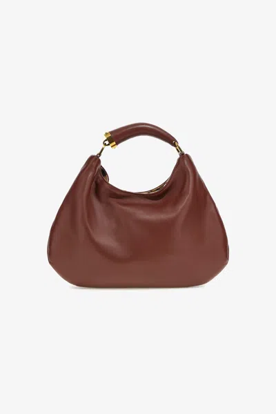 Roberto Cavalli Leather Hobo Bag With Fang Handle In Brown