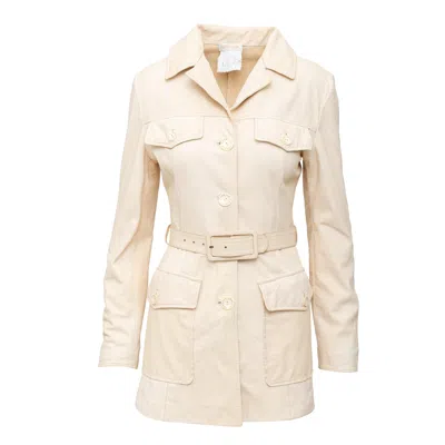 Pre-owned Roberto Cavalli Leather Jacket - '00s In White