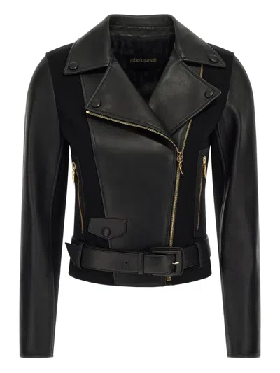 Roberto Cavalli Leather Jacket In Black