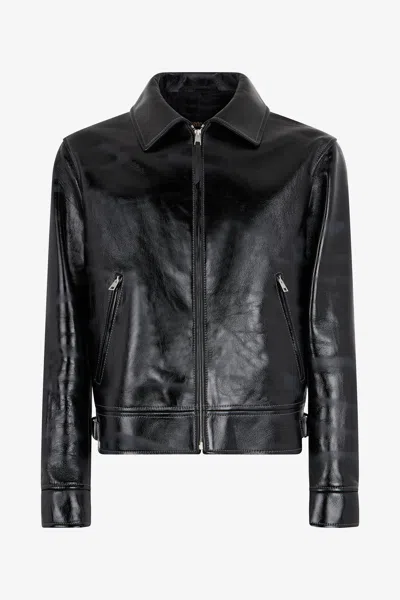 Roberto Cavalli Zip-up Leather Jacket In Black