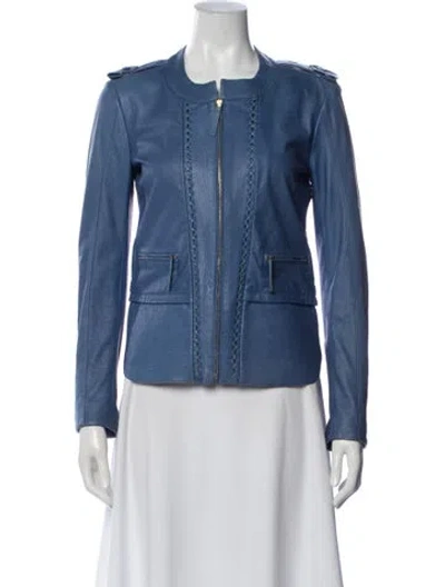 Pre-owned Roberto Cavalli Leather Jacket In Blue