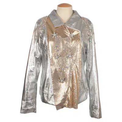 Pre-owned Roberto Cavalli Leather Jewelry Jacket In Brown
