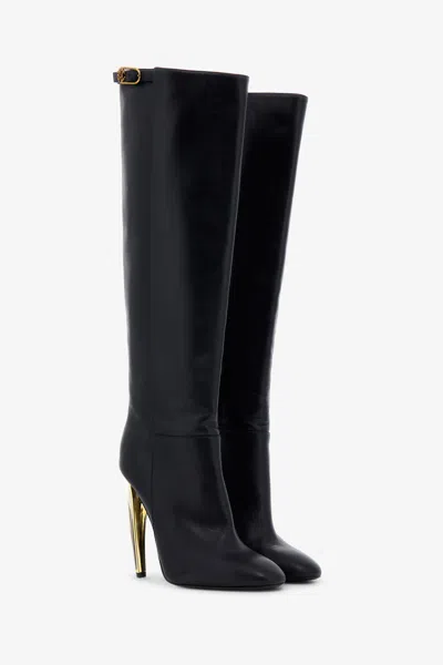 Roberto Cavalli Leather Knee-high Boots In Black