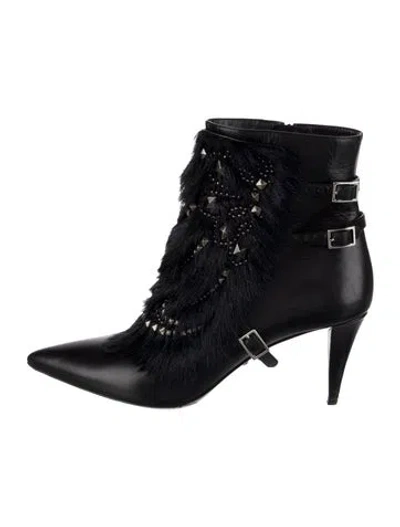 Pre-owned Roberto Cavalli Leather Lace-up Boots In Black