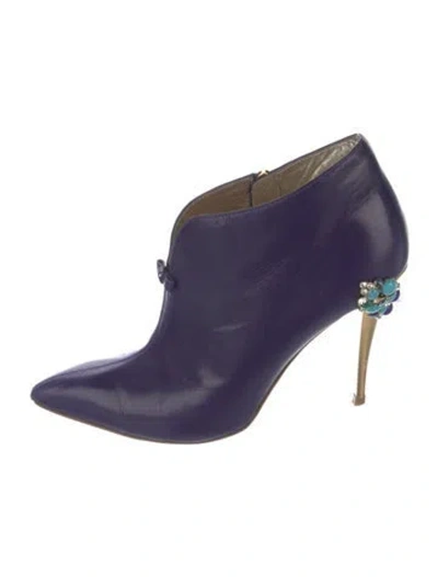 Pre-owned Roberto Cavalli Leather Lace-up Boots In Purple