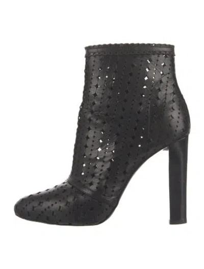 Pre-owned Roberto Cavalli Leather Lasercut Accents Boots In Black