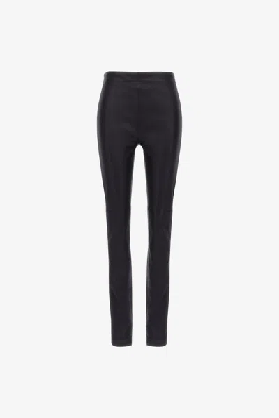 Roberto Cavalli Leather Leggings In Black