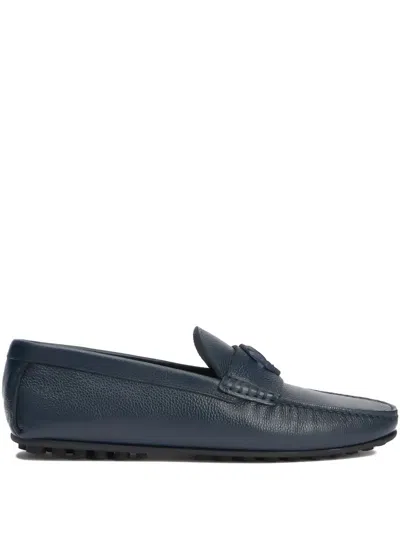 Roberto Cavalli Leather Loafers In Blue