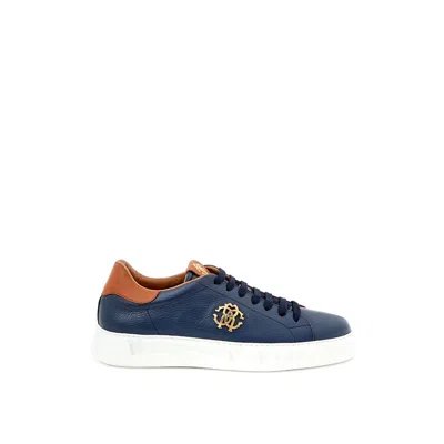 Roberto Cavalli Leather Men's Sneaker In Blue