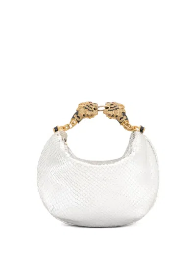Roberto Cavalli Leather Mini Bag In Silver