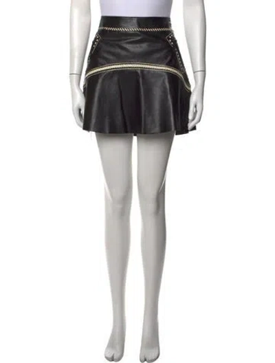 Pre-owned Roberto Cavalli Leather Mini Skirt W/ Tags In Black