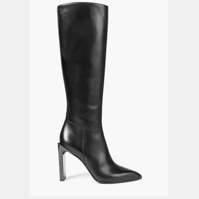 Pre-owned Roberto Cavalli Leather Over The Knee Boots Size 41 In Black