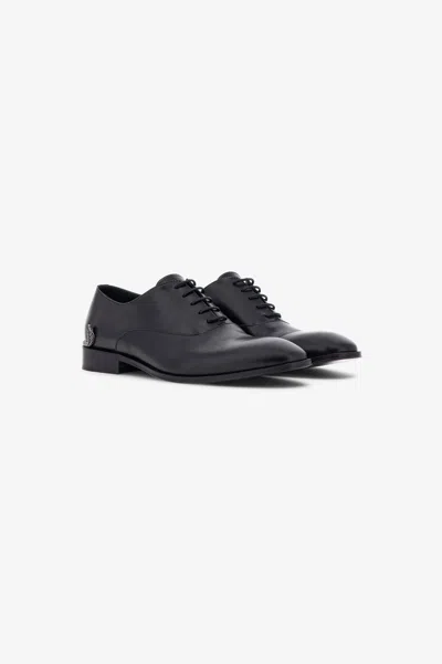 Roberto Cavalli Leather Oxford Shoes In Black