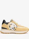 Roberto Cavalli Sneakers With Contrasting Back And Monogram Mirror Snake In Neutrals