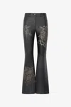 Roberto Cavalli Leather Pants With Perforated Roses In Black