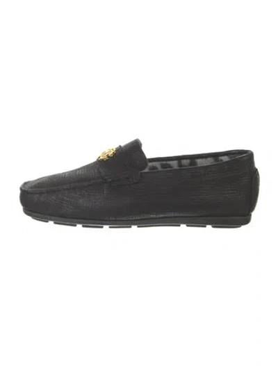 Pre-owned Roberto Cavalli Leather Patterned Loafers In Black