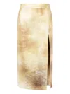 Roberto Cavalli Leather Pencil Skirt In Gold