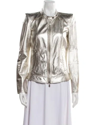 Pre-owned Roberto Cavalli Leather Printed Evening Jacket