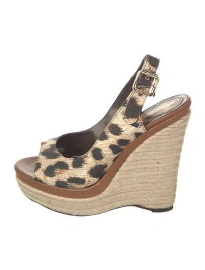 Pre-owned Roberto Cavalli Leather Printed Slingback Sandals In Neutral