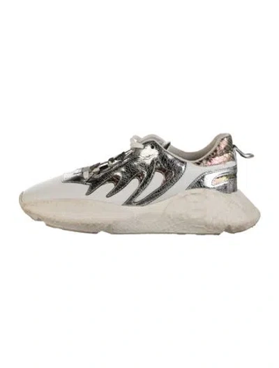 Pre-owned Roberto Cavalli Leather Printed Sneakers In White