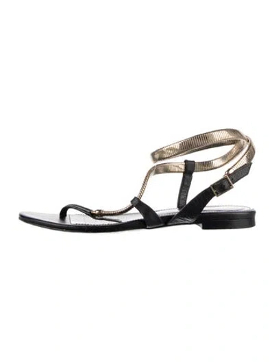 Pre-owned Roberto Cavalli Leather Sandals In Black