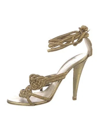 Pre-owned Roberto Cavalli Leather Sandals In Gold