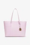Roberto Cavalli Leather Shopper Tote With Rc Charm In Pink