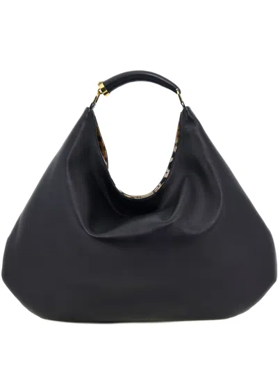 Roberto Cavalli Leather Shoulder Bag In Black