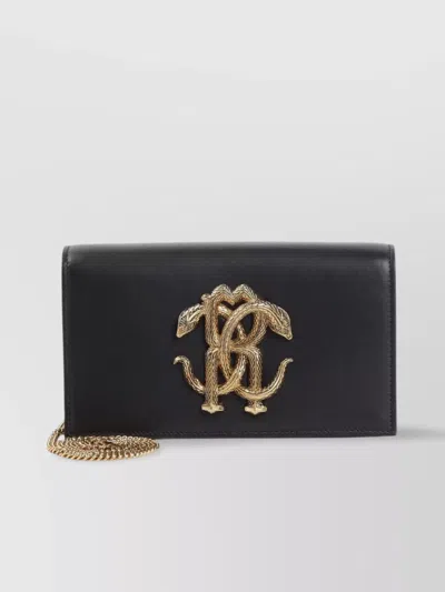 Roberto Cavalli Leather Shoulder Bag Gold-tone Chain
