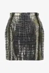 Roberto Cavalli Crocodile-effect Leather Mini Skirt In Silver