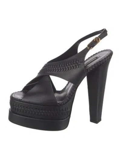Pre-owned Roberto Cavalli Leather Slingback Pumps In Black