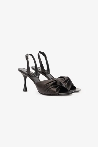 Roberto Cavalli Leather Slingback Sandals In Nero