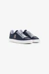 Roberto Cavalli Leather Sneakers With Logo In Dark Blue