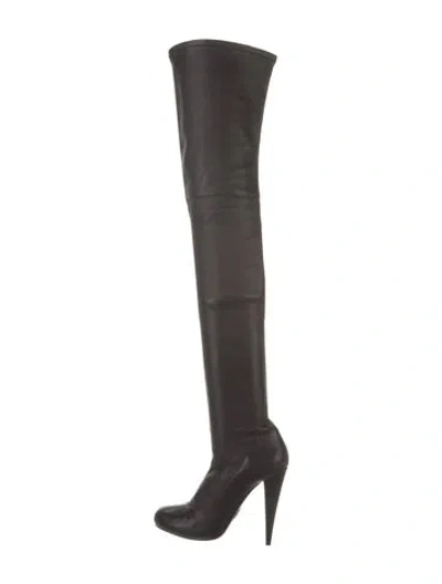 Pre-owned Roberto Cavalli Leather Sock Boots In Black