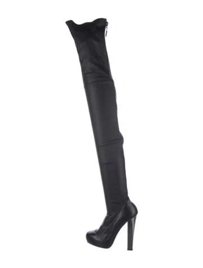 Pre-owned Roberto Cavalli Leather Sock Boots In Black