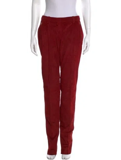 Pre-owned Roberto Cavalli Leather Straight Leg Pants In Red