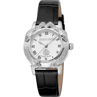 Roberto Cavalli By Franck Muller Leather Strap Watch, 32mm In Black